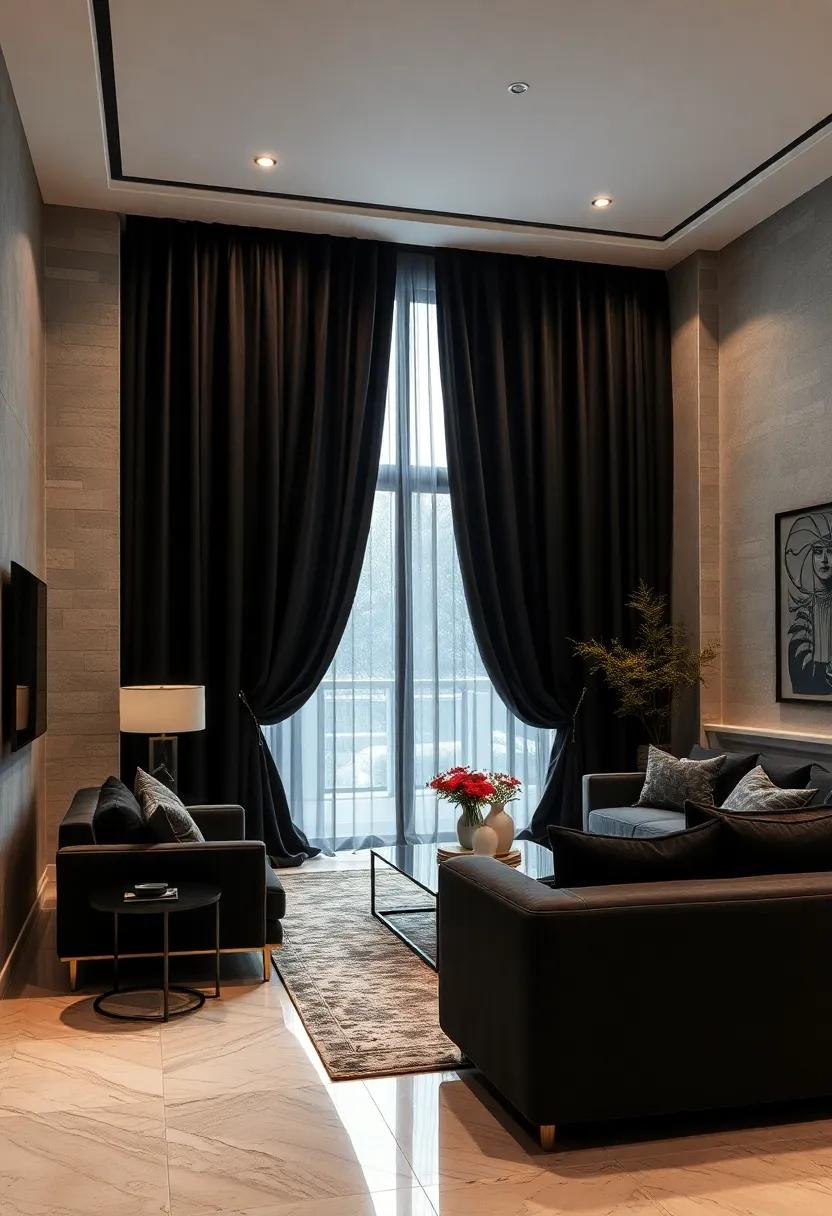 Elegant Curtains: Floor-length black drapes can elevate the decor while ‌adding a touch of sophistication to windows