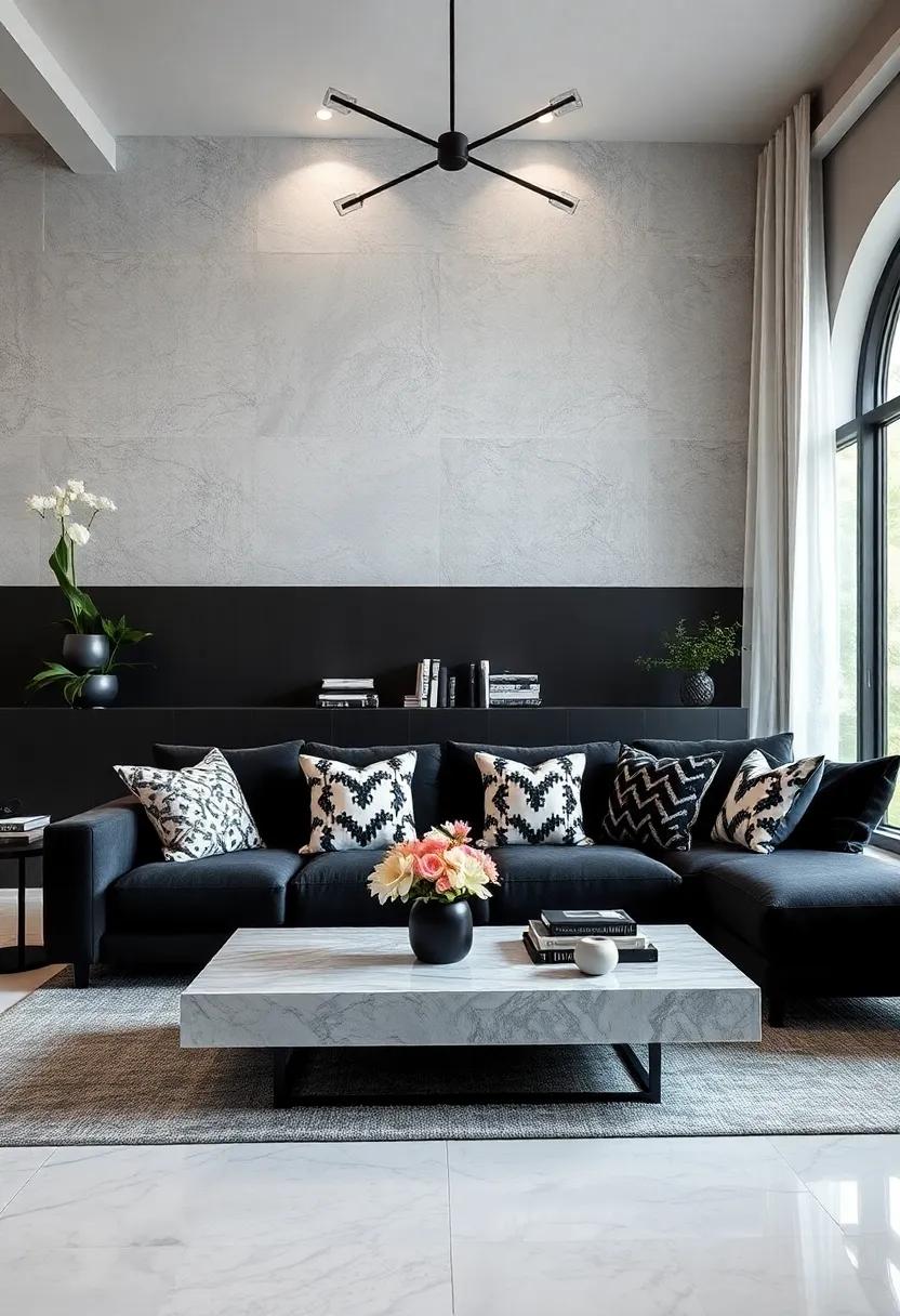 Accent Pillows: Complement your sofa ‍with various sizes of black ​and white patterned pillows for ⁢a chic touch