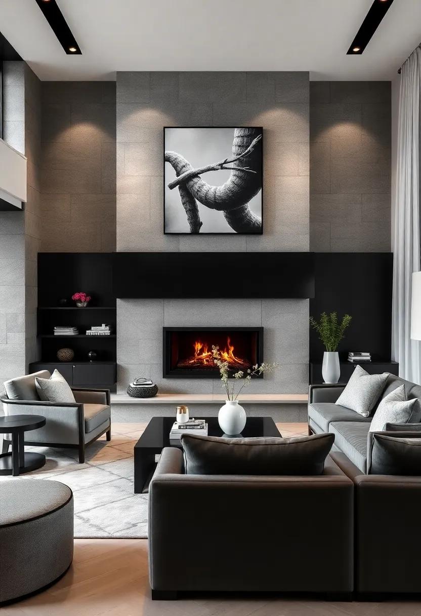 Monochrome ⁣Fireplace: ‍Consider a black fireplace surround to anchor the room and ‍create a focal point​ that's both warm and chic