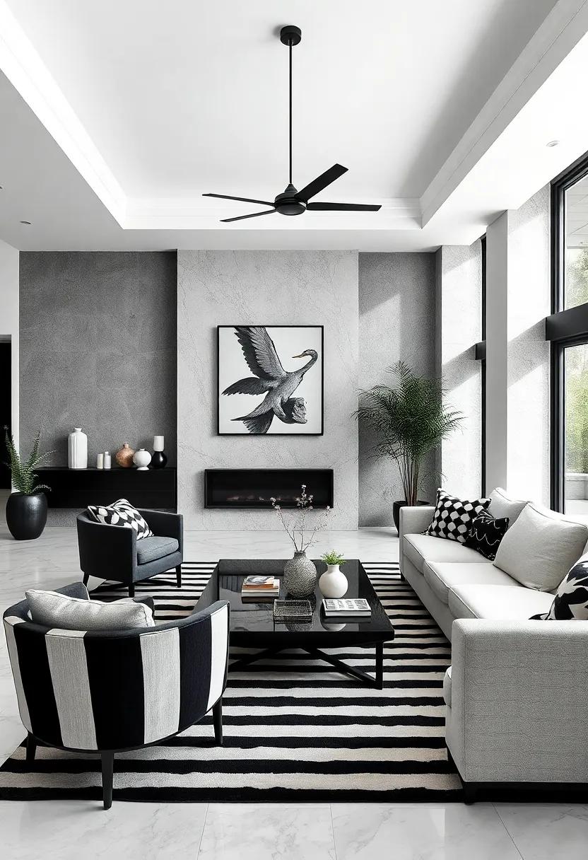 Black & White​ Stripes: Use striped decor elements, whether⁤ in wall art or upholstery, to⁤ create a playful yet sophisticated vibe