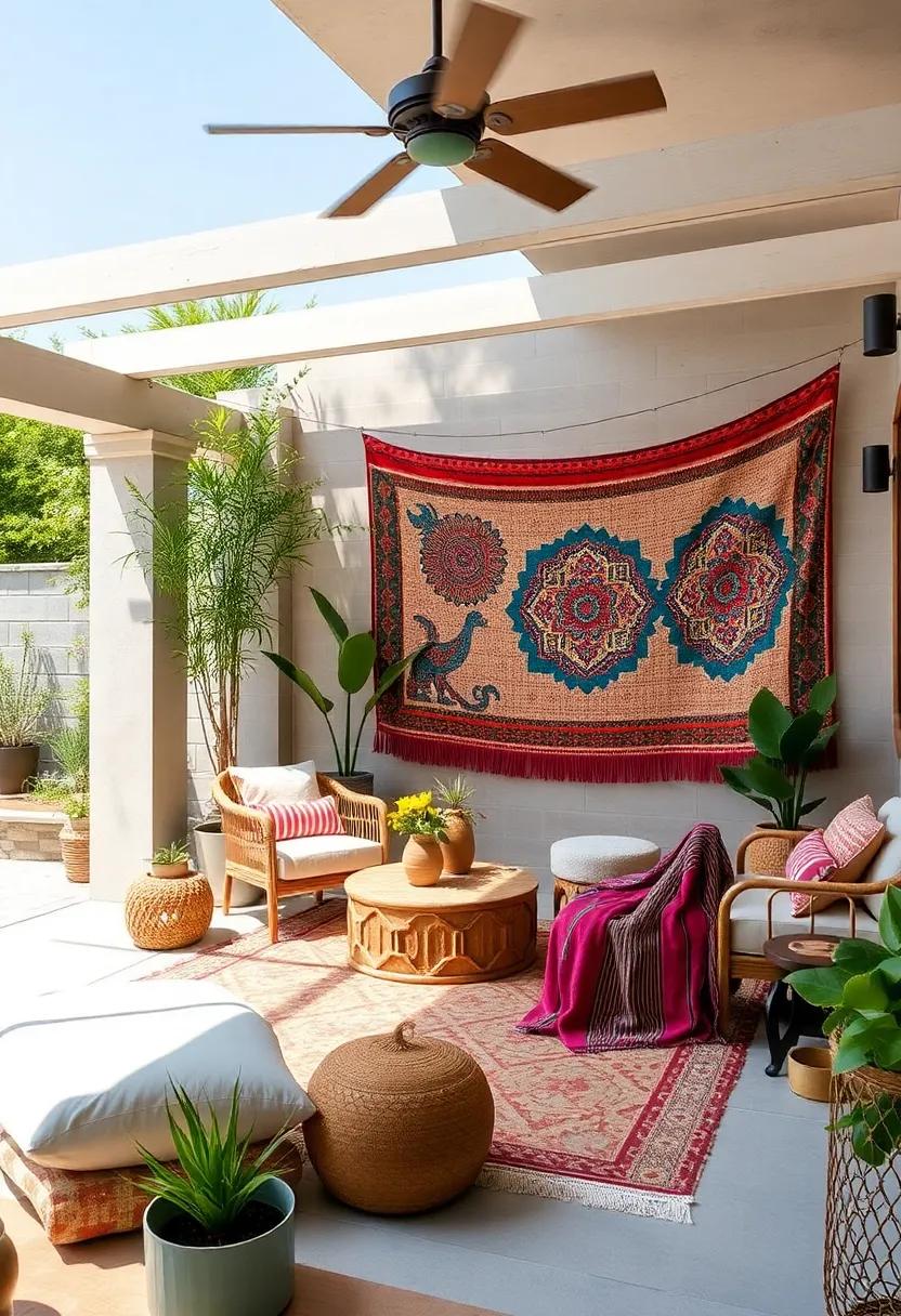 Build a ⁤Tapestry Wall –‌ Hang colorful tapestries⁤ or textile wall art to introduce color, warmth, and a bohemian touch to ⁢your patio