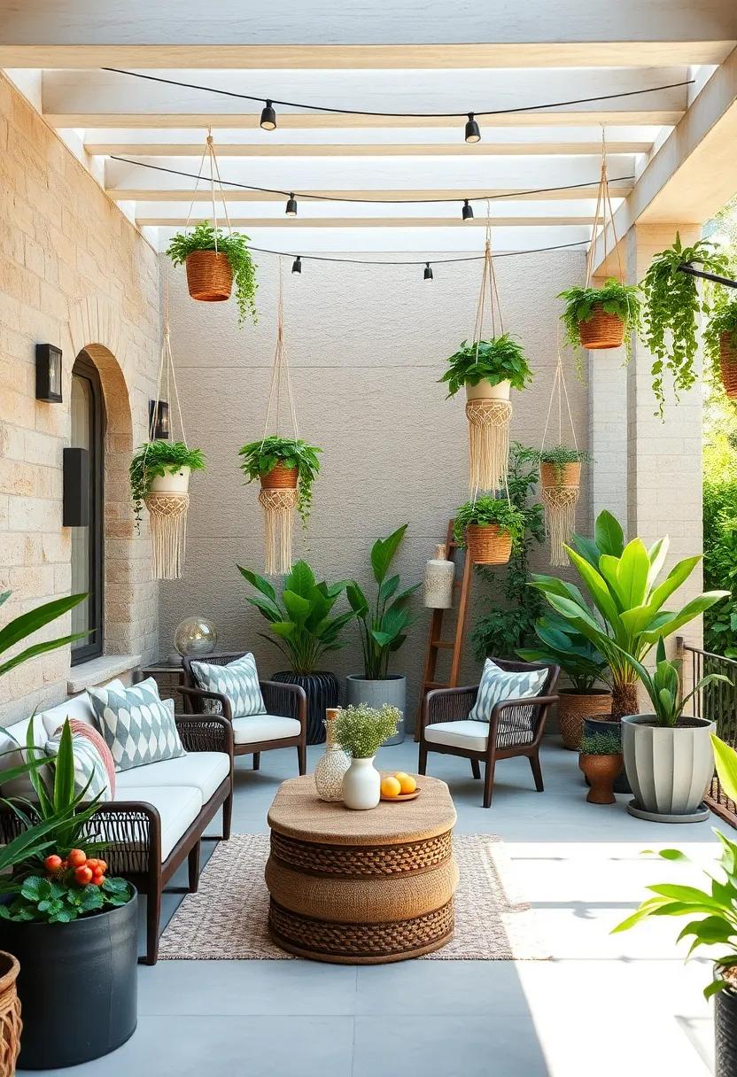 Incorporate Hanging‍ Plants – Use macramé plant hangers to suspend greenery above head height, enhancing ‍the lushness of your outdoor space