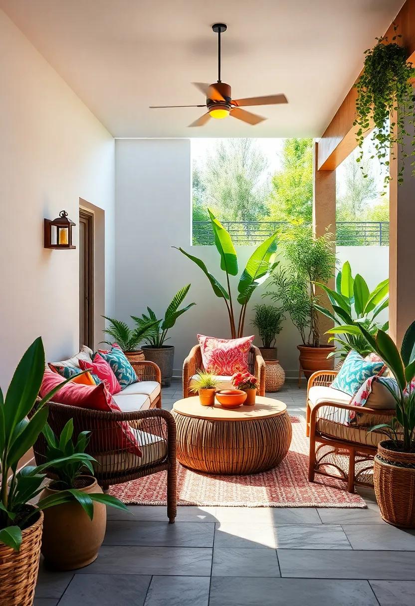 Use Colorful Throw Pillows – Mix and match vibrant throw pillows on seating areas to add personality and comfort to your patio