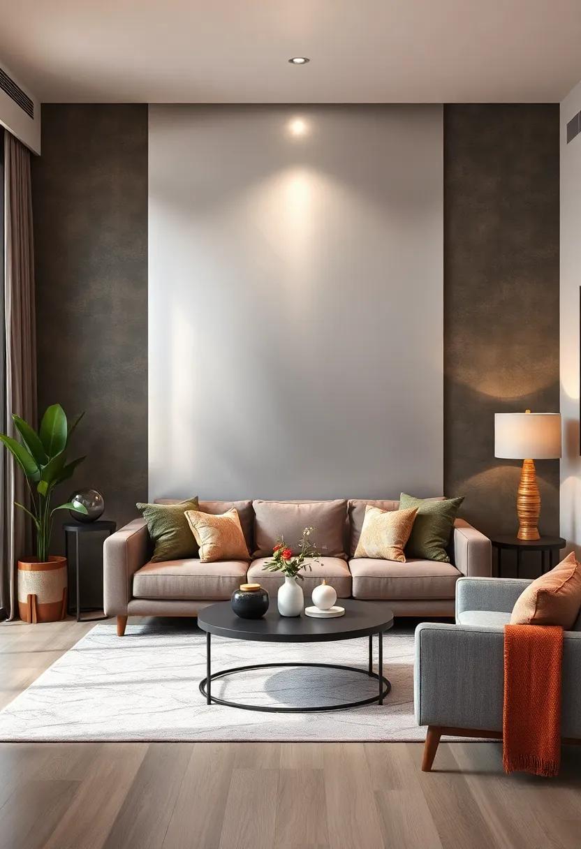 Conclude with a sleek silver accent wall, exuding modern sophistication that ⁢pairs seamlessly with contemporary‍ furniture ⁤styles ‌for a chic living area