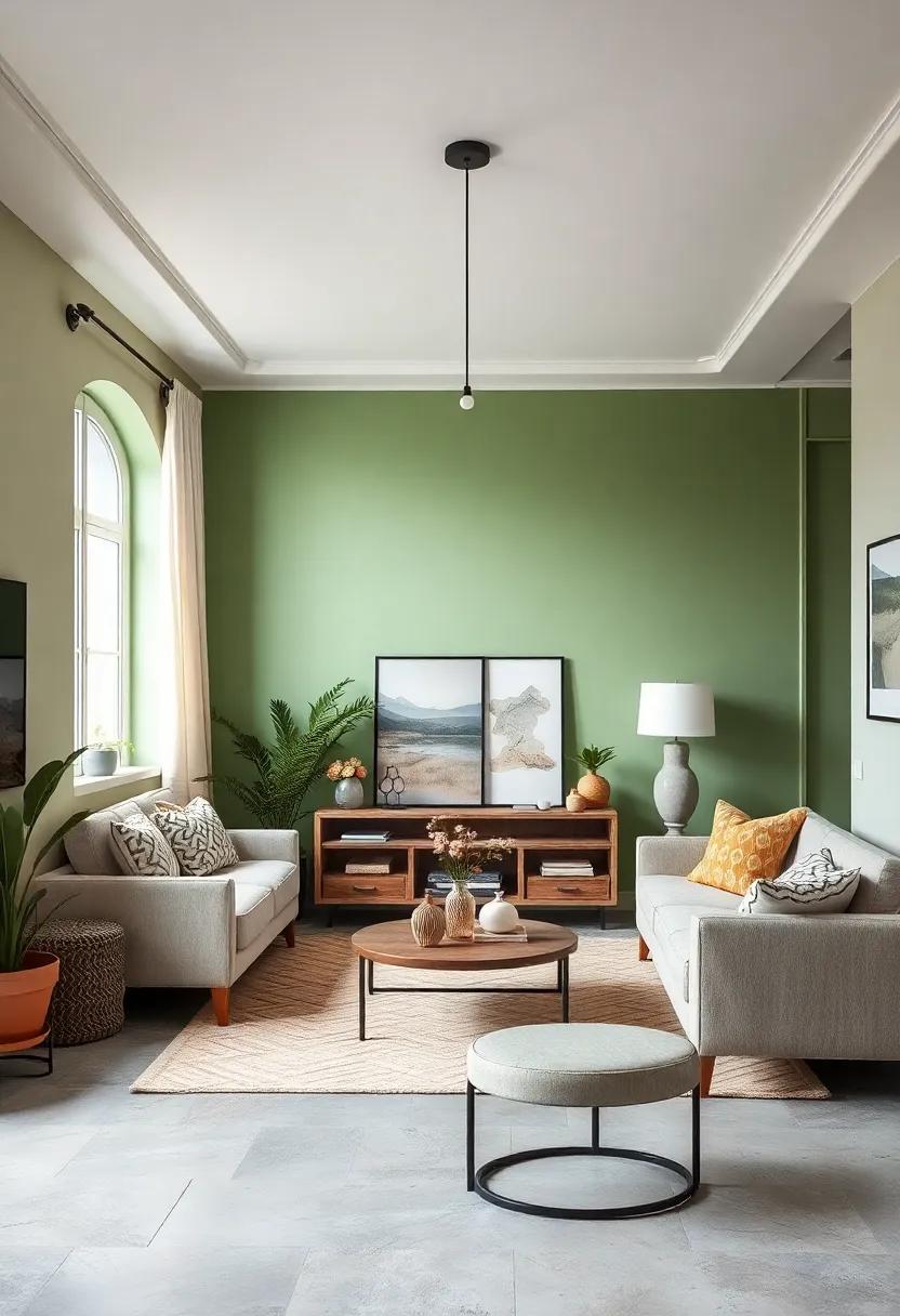 delight in‌ a countryside aesthetic⁢ with a lovely pale green wall, artfully styled with rustic ⁢decor items to create⁣ a cozy and‌ inviting ‍space