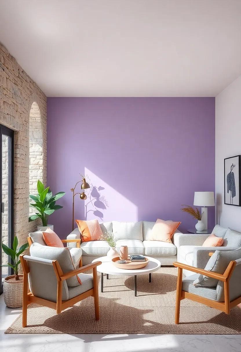 Revel in‍ the serenity of ‌a‌ pale ​lavender accent wall, perfectly paired with pastel accessories and‌ light wood furniture for a ⁣dreamy, whimsical feel