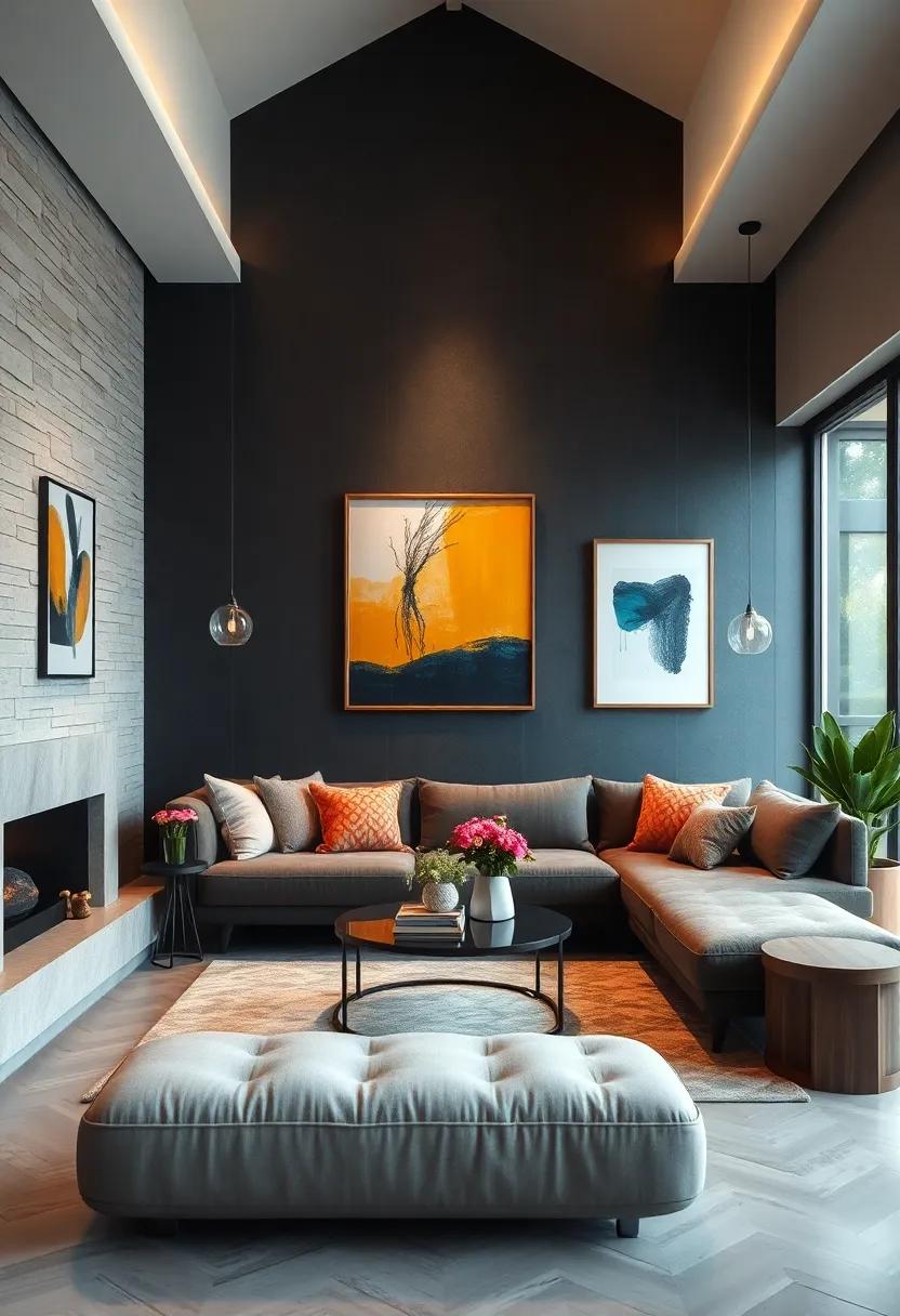 Get inspired by a​ striking geometric pattern in ‍deep charcoal, bringing modern flair to ⁤a​ cozy setting⁣ adorned⁢ with soft‍ textiles and⁣ contemporary ⁢art