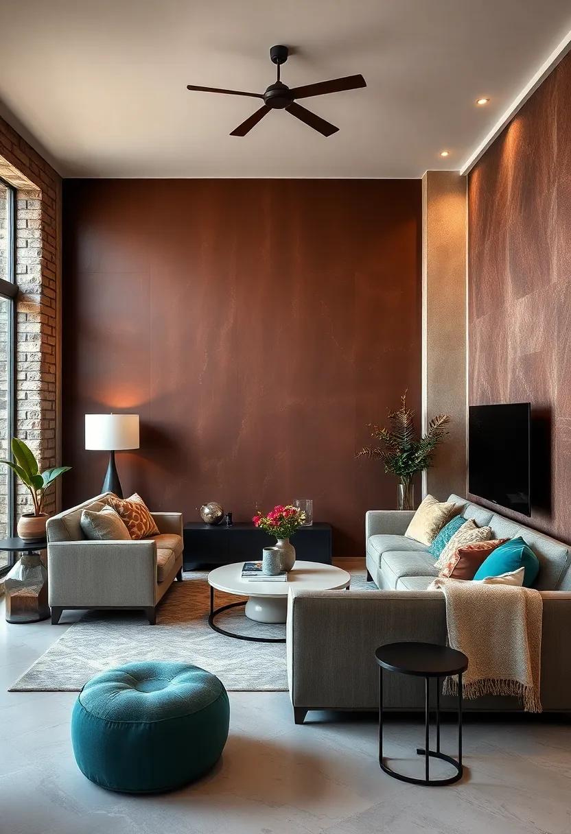 Emphasize warmth‌ with a rich‌ chocolate brown wall that‍ creates a ‌soothing ambiance, ⁢especially when combined with plush furnishings and soft lighting