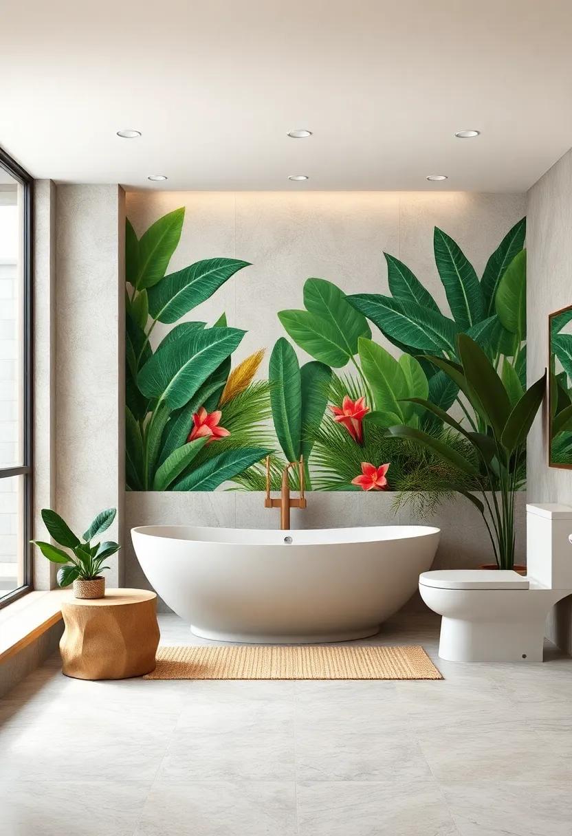 Embrace nature with a Large ⁣Botanical Mural: Transform an entire ‌wall into a lush green paradise with a large-scale mural⁤ featuring tropical foliage and exotic plants