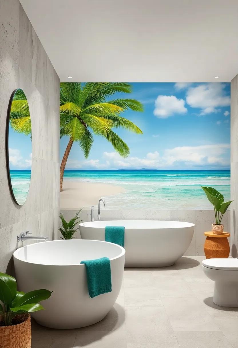 Beach scene Murals:⁤ Consider ‍a painted mural depicting a serene beach scene complete ⁣with waves,sandy shores,and‌ palms to transport you ⁣straight to the tropics