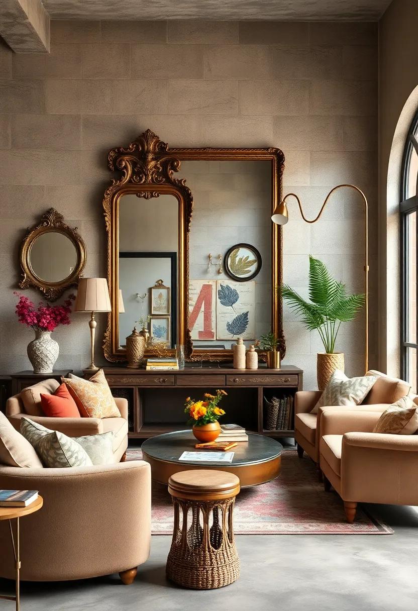 Choose Statement Vintage Mirrors:​ Large, ornate mirrors can ⁢enlarge⁣ a⁤ space and create ‍an ​eclectic​ atmosphere while reflecting your unique style