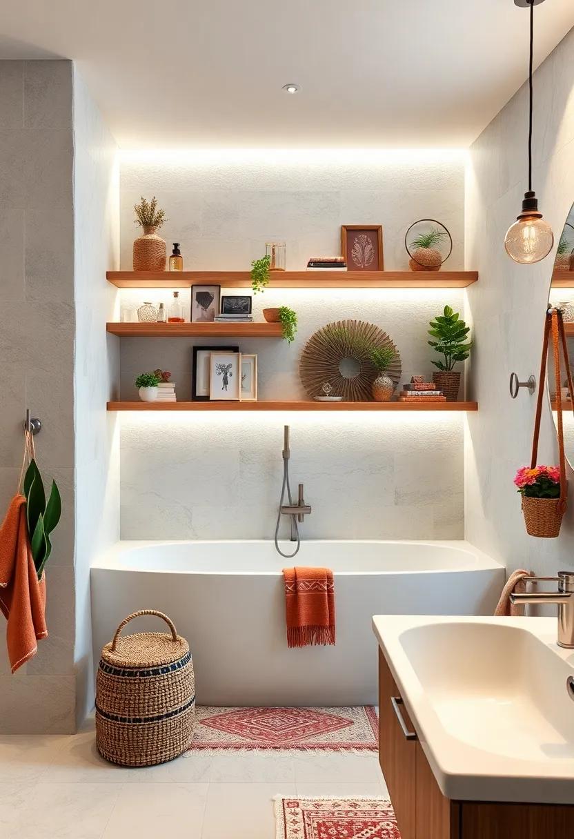 Open Shelf⁤ Lighting:‍ Install subtle LED strip lighting beneath your shelves to illuminate your decor ⁣and create a cozy⁣ atmosphere