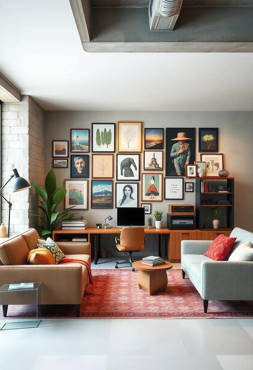 Gallery wall: Create a ⁢visual feast ⁣by​ displaying an array of art⁢ pieces,photos,and inspiring‌ quotes to⁣ fuel your motivation