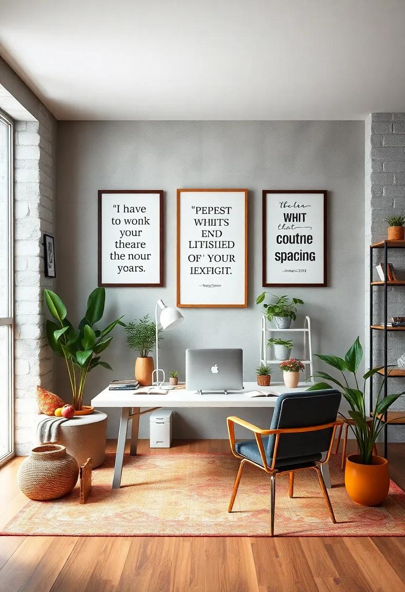 inspiring quotes: Frame and hang motivational quotes that resonate with you,creating a visual reminder of your aspirations and drive