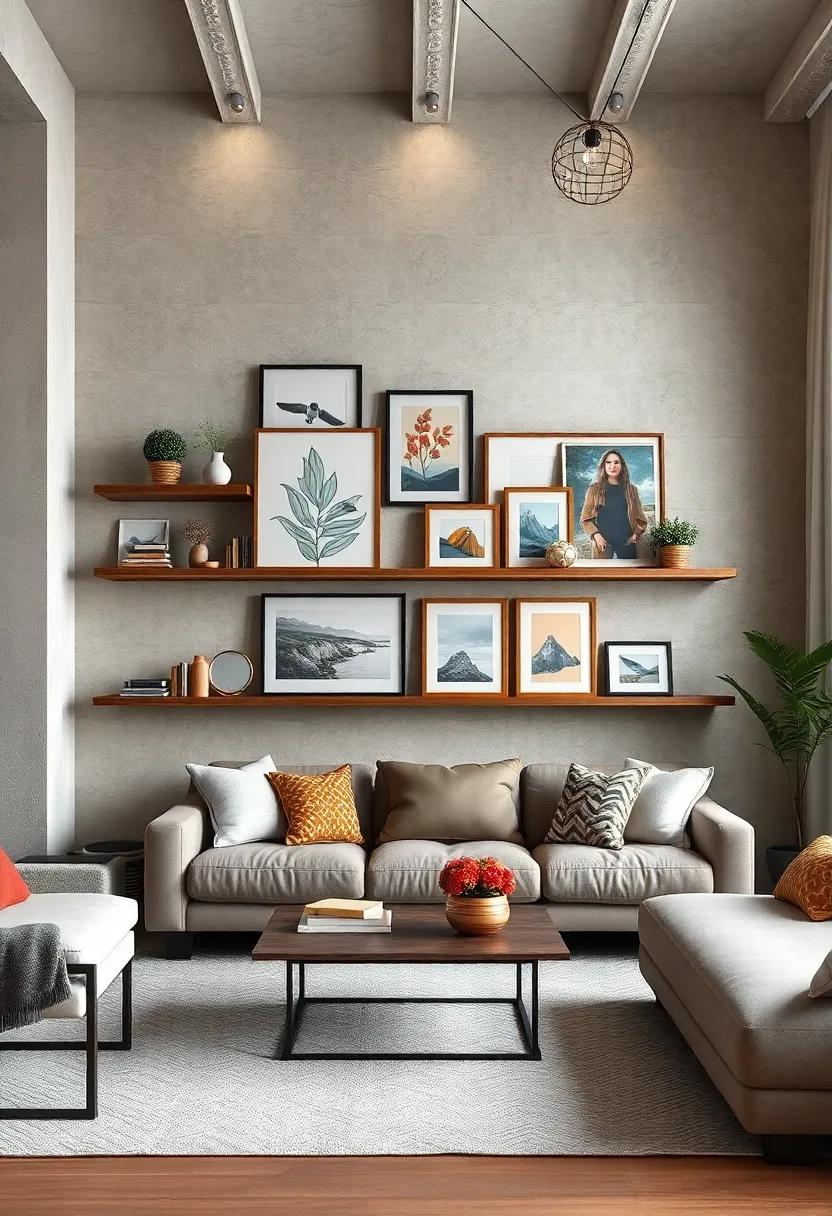 Create a ⁣Gallery Wall: ⁢Combine floating shelves ‍with framed artwork ⁢for an eclectic⁢ gallery‍ that tells your story