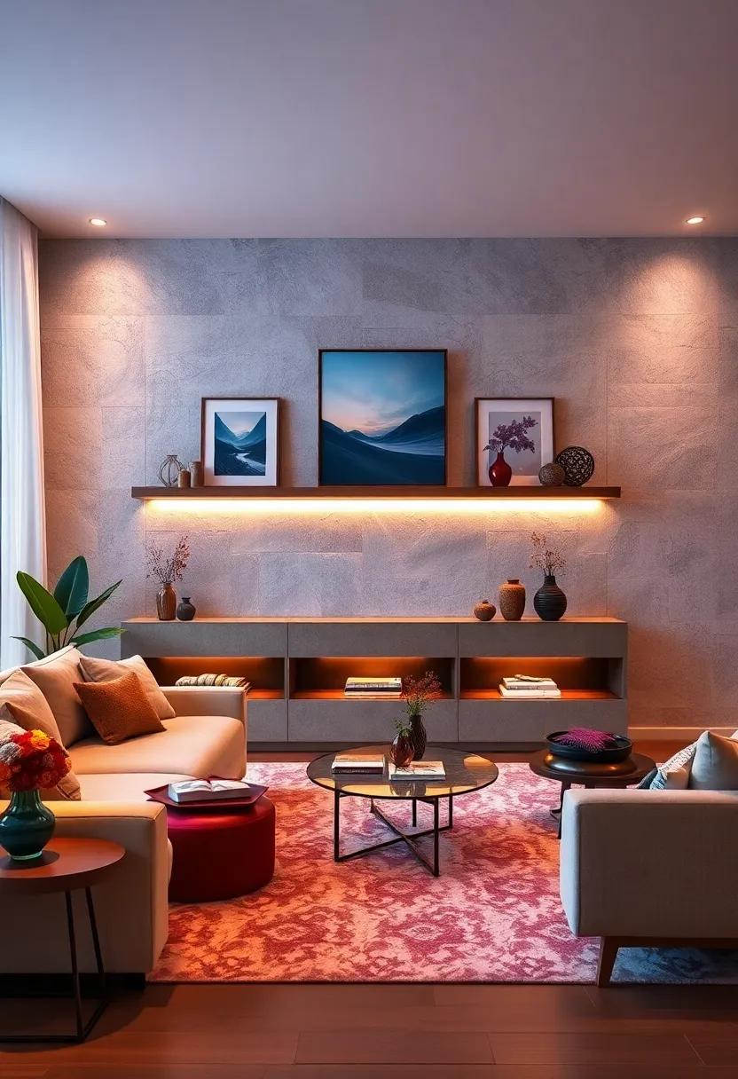 Lighting Accents: Install subtle‍ LED ⁣lighting under‍ shelves for an inviting ⁢glow that highlights ⁣your art and shelves beautifully