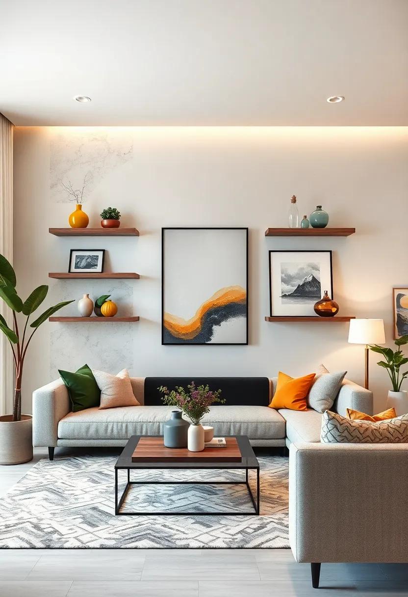 Geometric Patterns: Use geometrically arranged shelves⁣ to create a modern ⁣feel, allowing‍ the artwork‌ to stand out even more