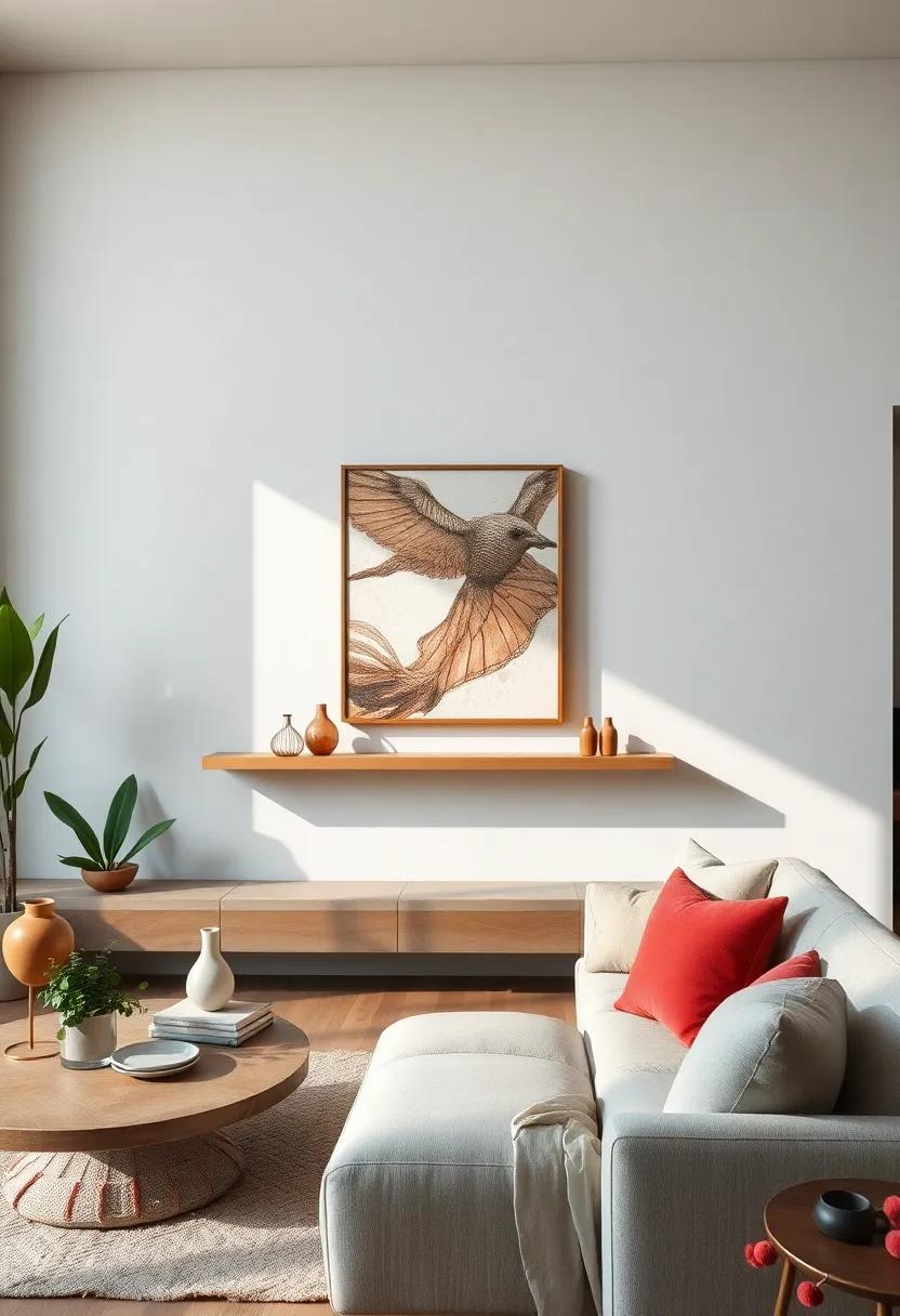 Shelf ​as a⁢ pedestal:⁢ Utilize ​a floating shelf to highlight a⁤ single ⁣stunning​ piece of​ art, turning it into a pedestal⁣ for eye-catching impact