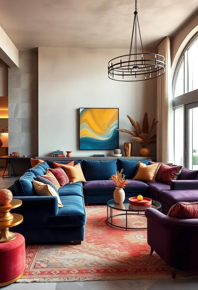 Embrace ​Statement‌ furniture: ⁤Choose a bold,⁣ oversized ‌velvet sofa‍ in jewel tones⁤ as the ‍centerpiece ⁤of your living room to create ⁢an inviting atmosphere