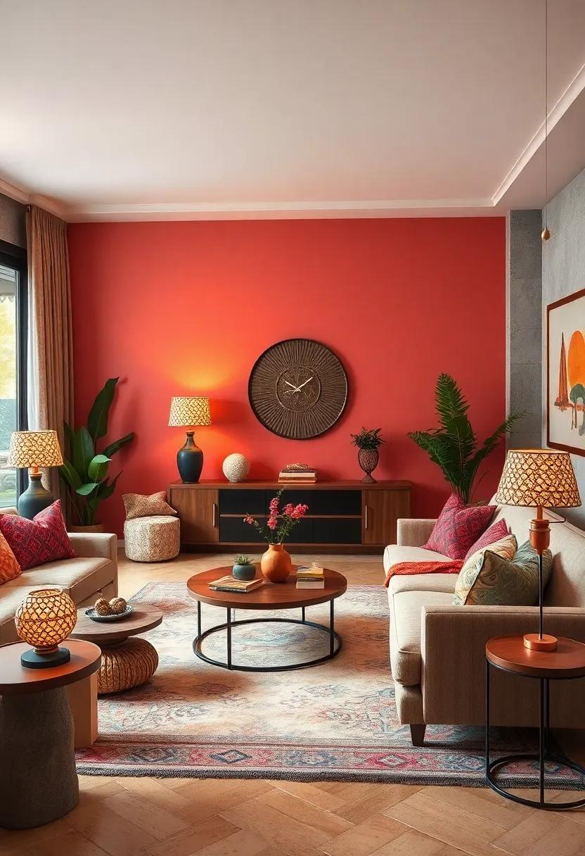 Artistic Lighting: Choose⁤ colorful table‌ lamps or floor⁢ lamps ​with intricate ⁤patterns to provide both light and artistic flair​ to the‌ living‍ area