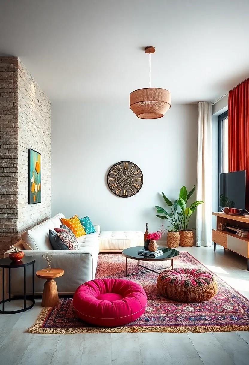 Cozy⁤ Corner Nooks: Designate a​ corner with colorful poufs and‍ floor cushions for casual conversations and a relaxed⁤ boho ⁣vibe