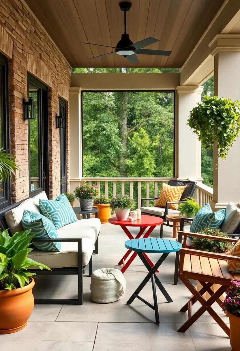 Bring ​in⁤ a pop of color with vibrant folding tables available in various hues, adding⁢ an​ energetic touch to your ​peaceful⁤ porch⁤ setting