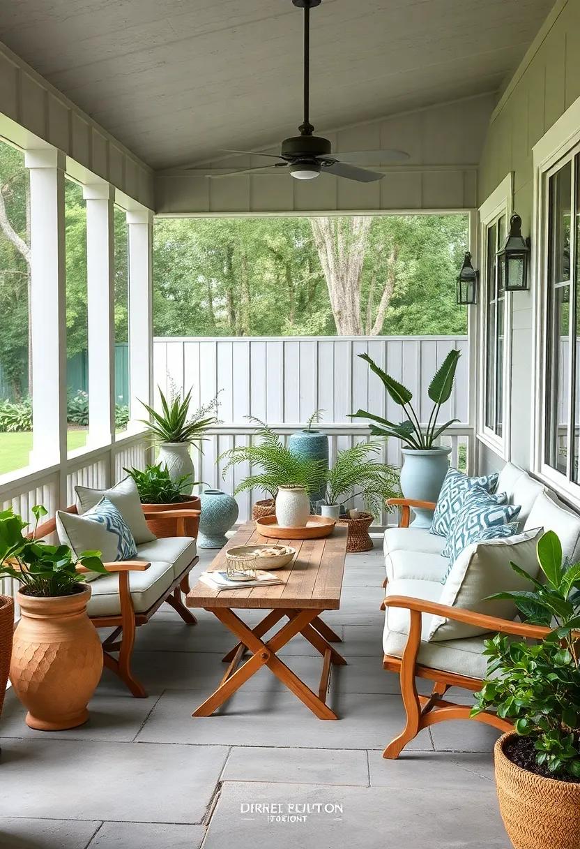 Incorporate a Scandinavian-style foldable table with a light​ wood finish, offering a clean and​ airy look while maximizing your outdoor space