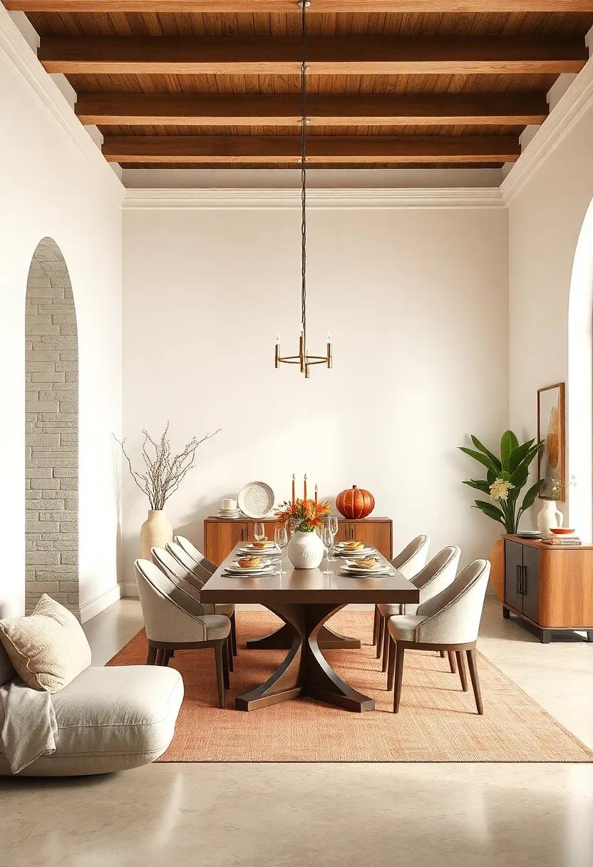 Classic Warm White: A minimalist approach with warm white walls and soft cream accents lends an air of tranquility, perfect for quiet family dinners and celebrations