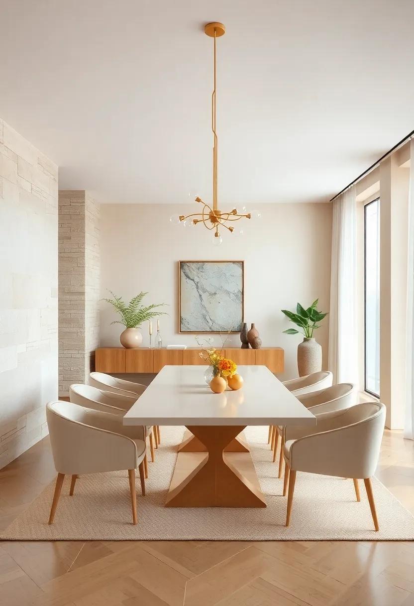 Warm Neutrals: A blend of​ beige and soft brown tones ‌creates a serene backdrop for this dining room, making it an excellent space for quiet family ​dinners